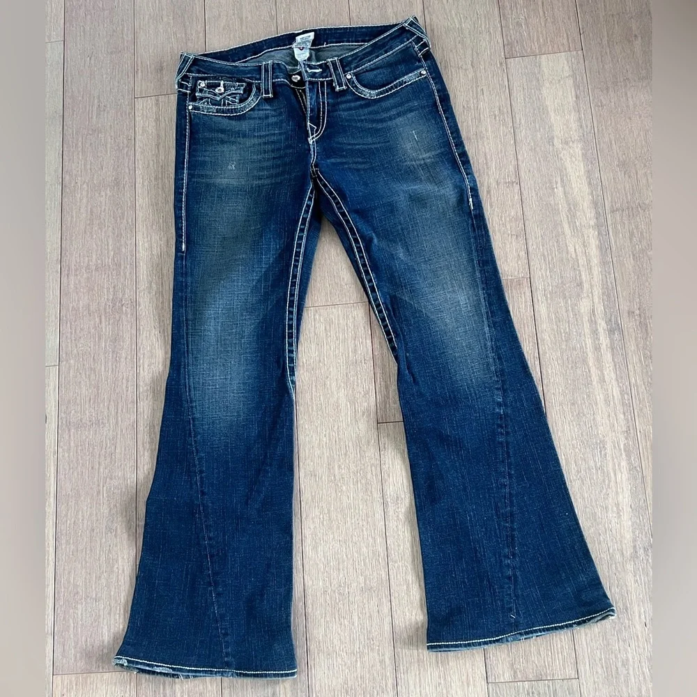 True Religion Dark Blue Flared Jeans - Picture 1 of 13